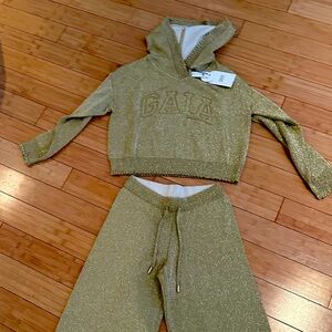 Gap x Cult Gaia gold glitter fleece lined lounge set NWT